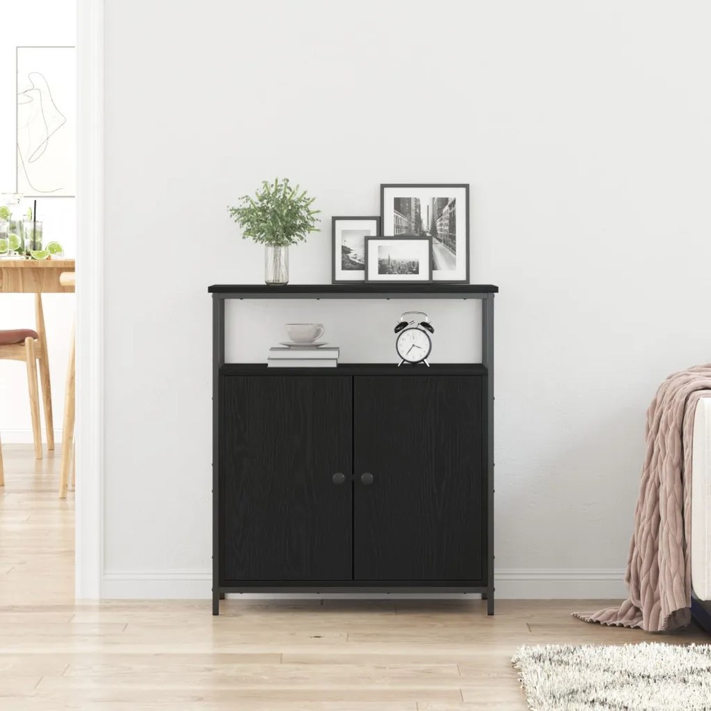 Oldalszekrény Fekete tölgy 70x30x80 cm Műanyag