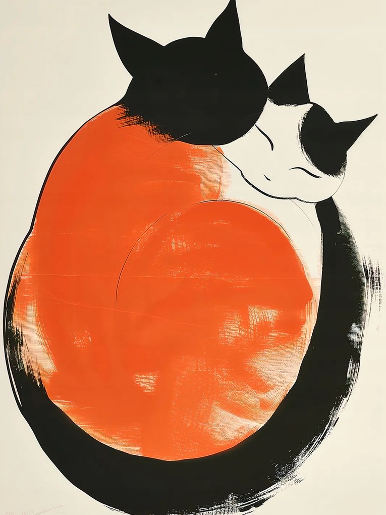 Poszter 75x100cm Yin és Yang macskák