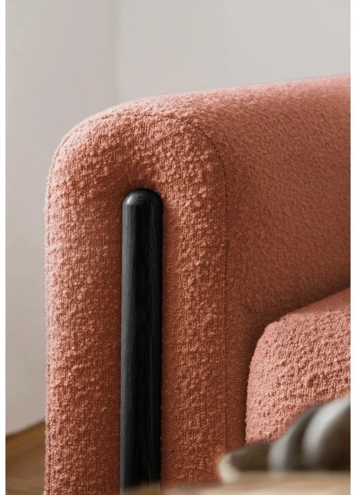 Terrakotta színű buklé kinyitható-tárolóhelyes kanapé 244 cm Arcadova – ELTAP