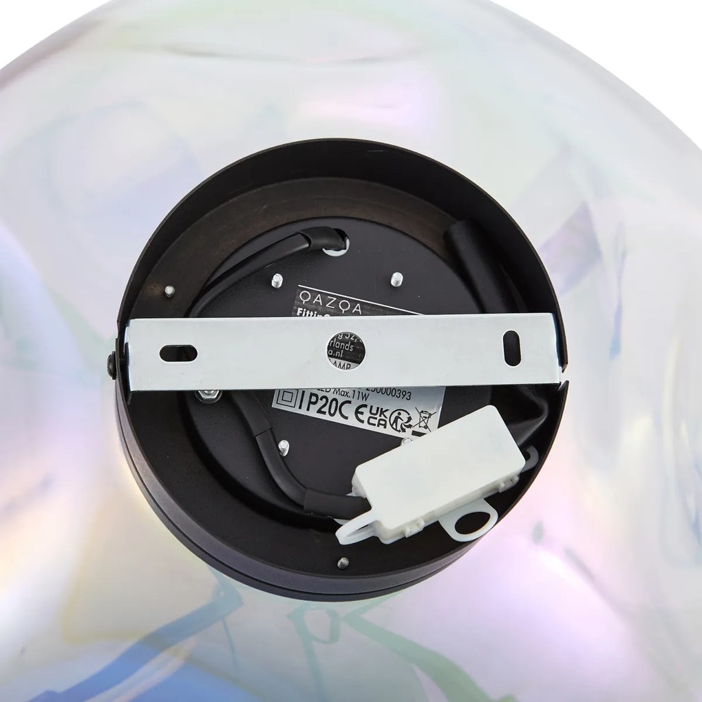 Design mennyezeti lámpa fekete szivárványos üveggel - Gemma