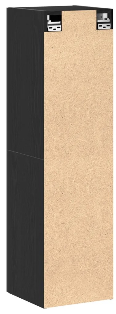 TV Szekrény fekete tölgy színben, méret 30,5 x 30 x 110 cm, mérnök fa anyagból.