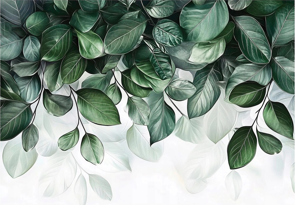 Fotótapéta levelek 3D Hatás Modern elegáns nappali hálószoba Szuper Hatás