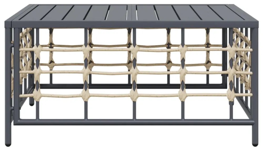 antracitszürke polyrattan kerti asztal 70 x 70 x 34 cm