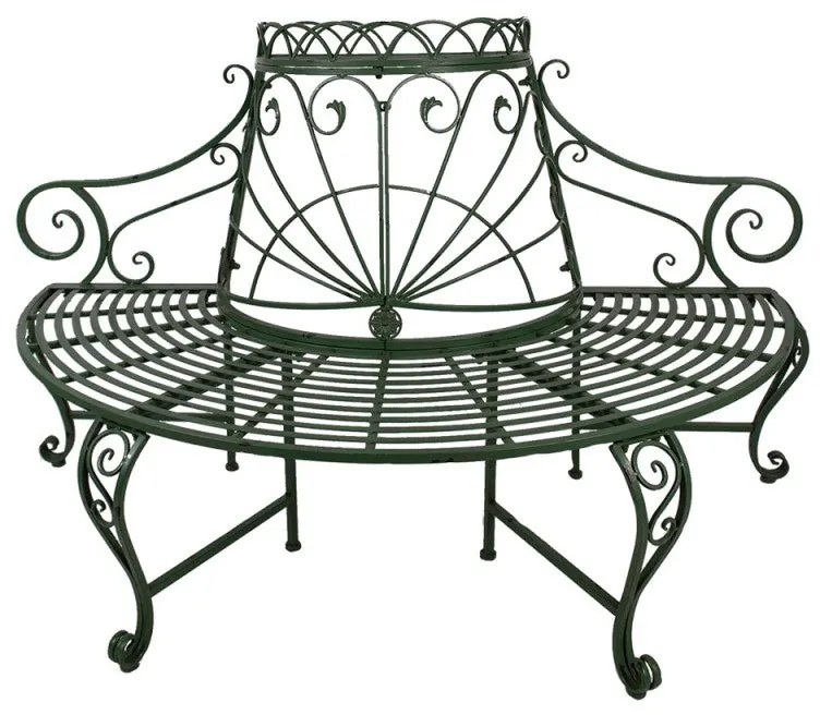 Félkör alakú antikolt zöld kerti pad