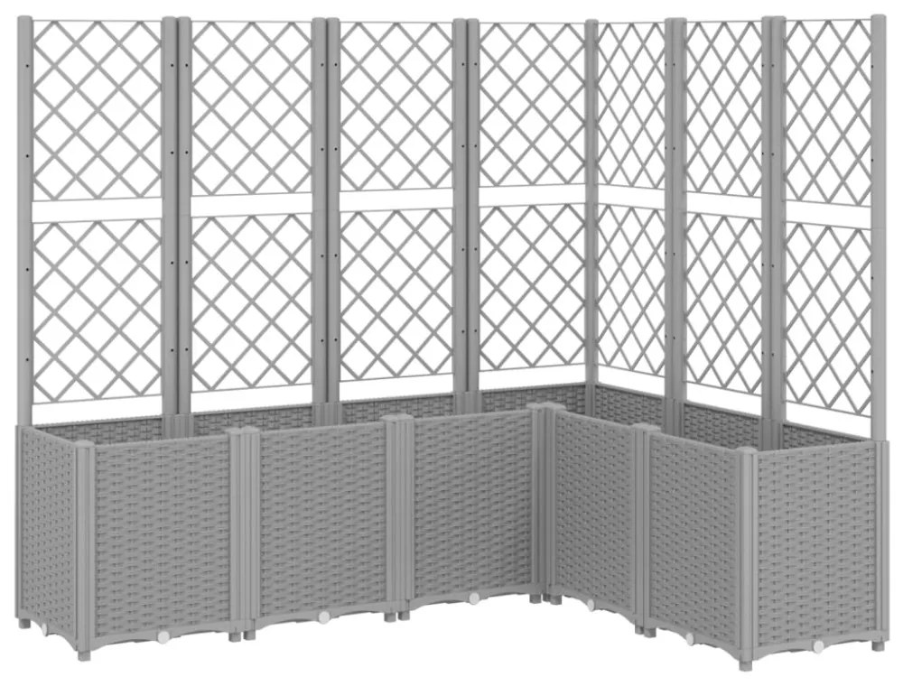 világosszürke PP rácsos kerti ültetőláda 160 x 120 x 140 cm