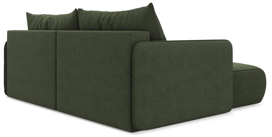 Zöld kinyitható-tárolóhelyes sarokkanapé (bal oldali) Nanea – Makamii