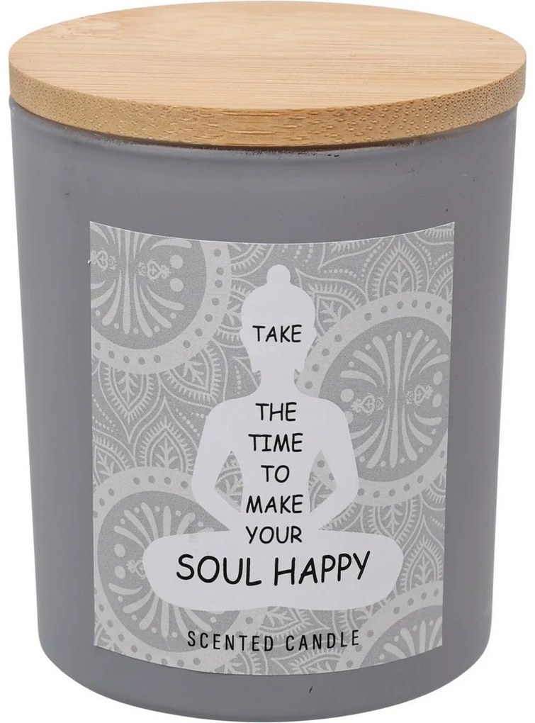 Soul Happy illatgyertya , lonc illatú, 7 x 8,5 cm, 300 g, szürke