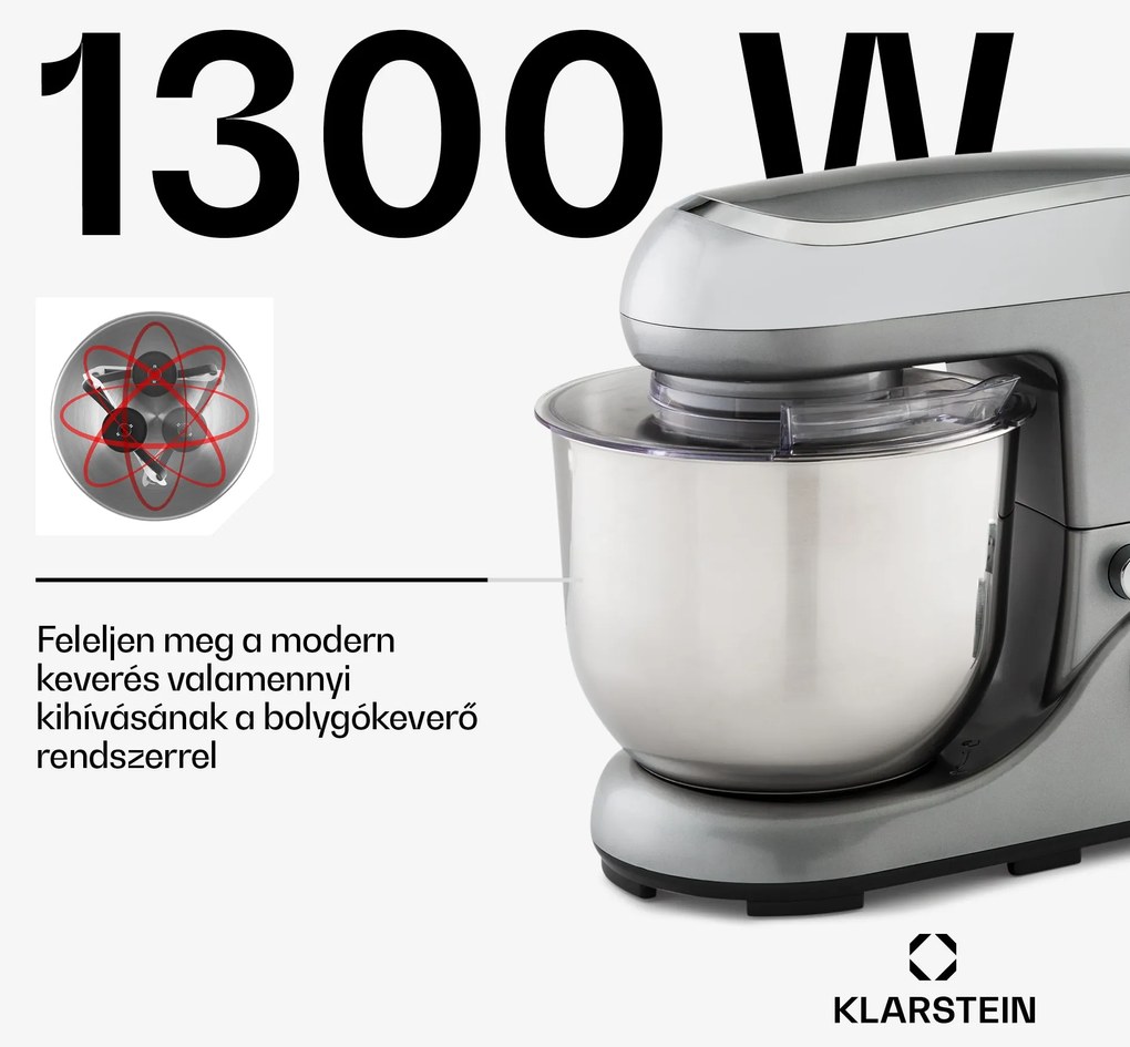 Klarstein Bella Pico 2G, konyhai robotgép, 1300 W, 1,7 PS, 6 fokozat, 5 L