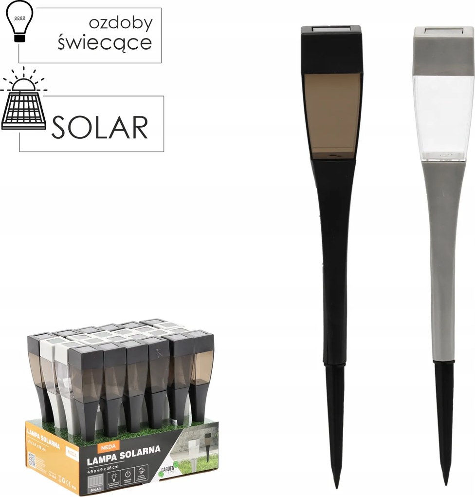 LED-es napelemes kerti lámpa Neda Ezüst/Fekete IP44 Kültéri Hideg fehér