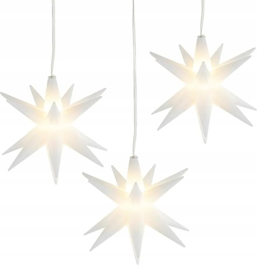 3x 3D Led csillag szett 10cm Karácsonyi dekoráció Időzítő Meleg fehér