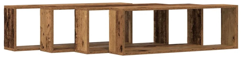 Fali polcok 4 db Régi fa 80x15x26 cm Mérnöki fa