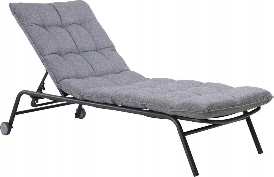 Vibe Kerti Napozóágy Párnával Acél Állítható Fekete Szürke