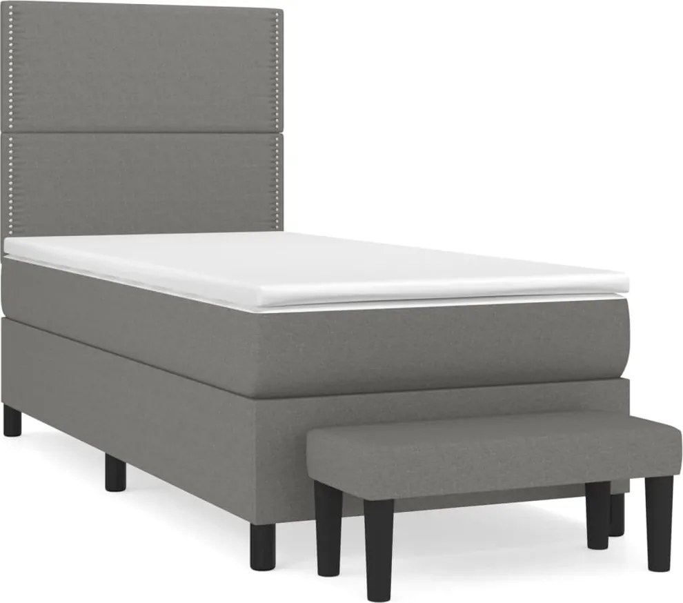vidaXL sötétszürke szövet rugós ágy matraccal 80 x 200 cm