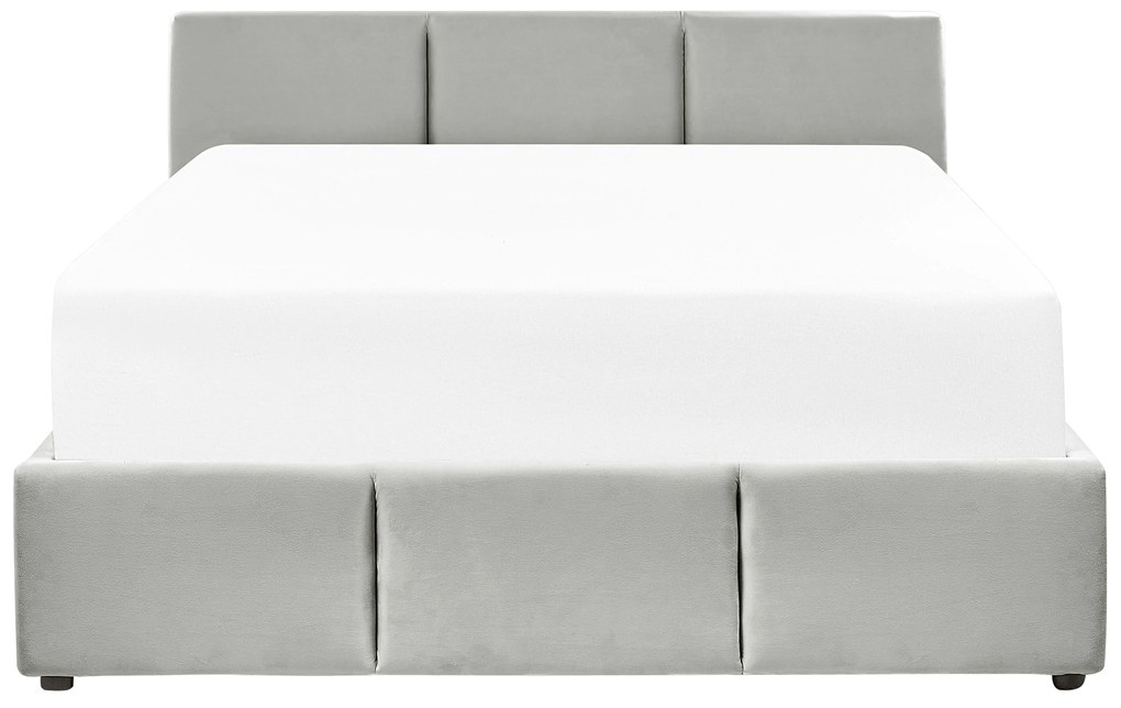 Világosszürke bársony ágyneműtartós franciaágy 140 x 200 cm BOUSSE Beliani