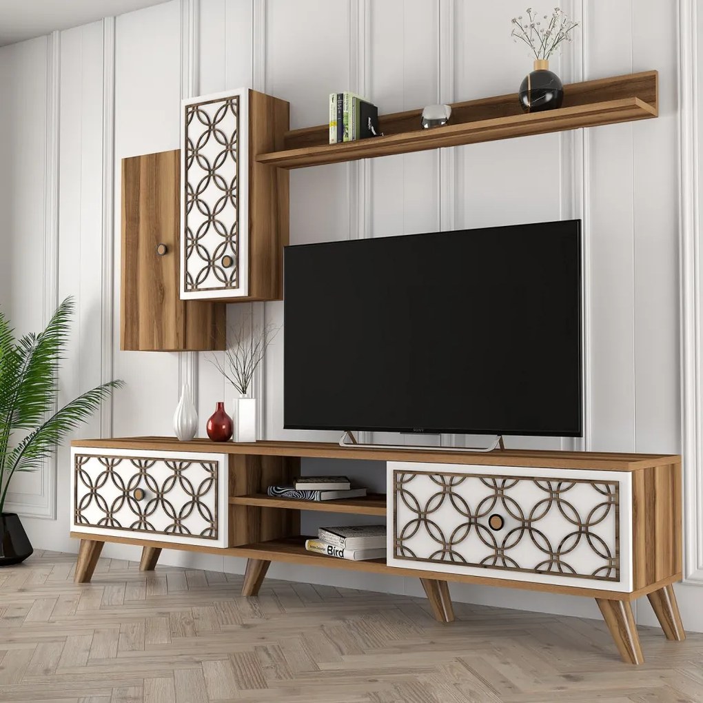 Class TV-állvány, dió-fehér, 180 cm – TR845HCT3011