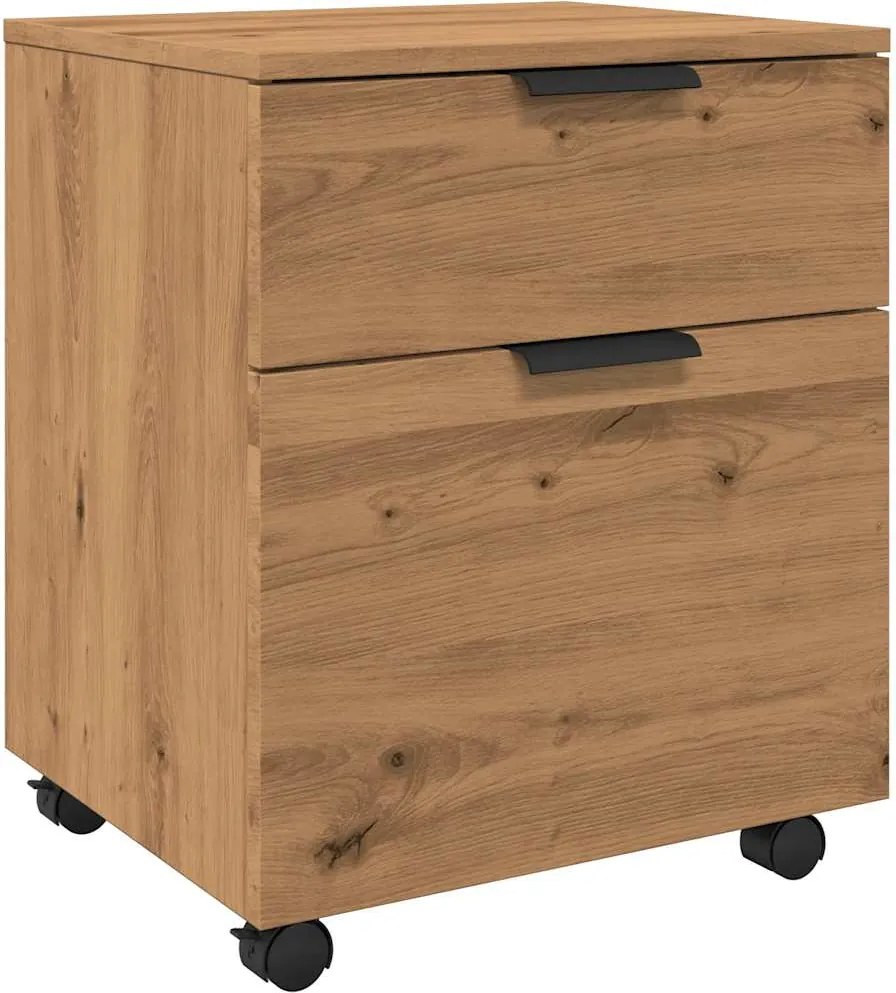 vidaXL kézműves tölgy szerelt fa iratszekrény kerekekkel 45x38x45 cm