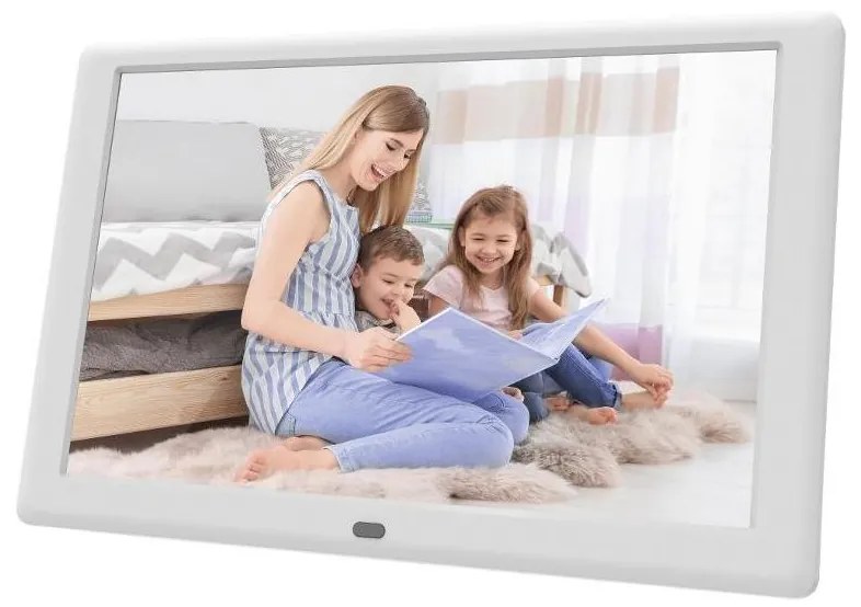 Sencor - Digitális képkeret hangszóróval 230 V fehér + távirányító