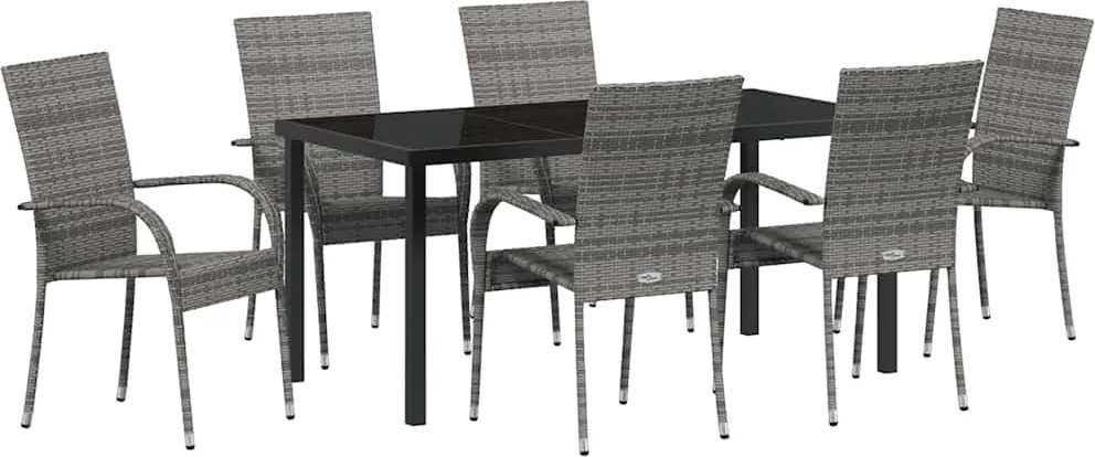 vidaXL Kert étkező szett 7 pcs Szürke Porszórt acél