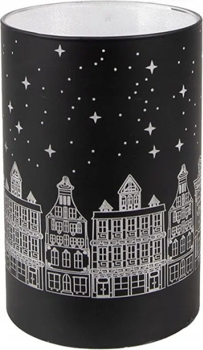 Üveg gyertyatartó Led világítással 8x12 cm