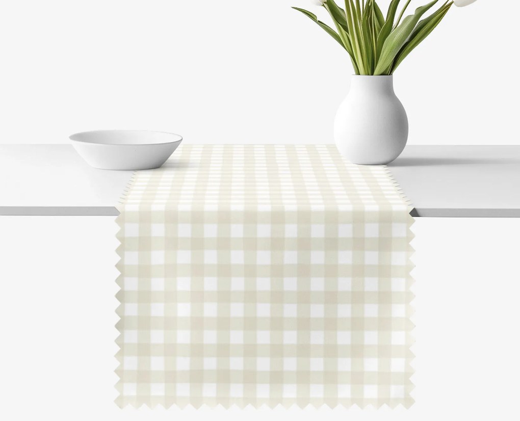 Goldea teflonbevonatú asztali futó - bézs kockás 50x140 cm