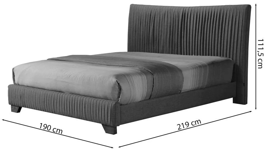 Franciaágy 160 cm Batam 160 (ágyráccsal) (szürke). 1098909