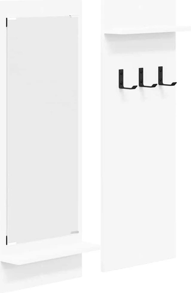 vidaXL Fali Kabáthorog polcokkal Fehér 70 x 10 x 90 cm Faanyag