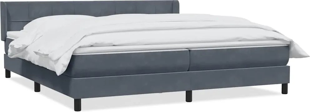vidaXL sötétszürke bársony rugós ágy matraccal 180x210 cm