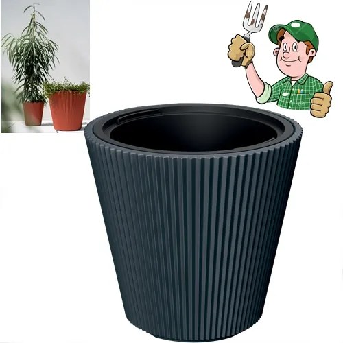 Virágtartó műanyag hamu, grafit Prosperplast 24 cm x 24 x 23 cm