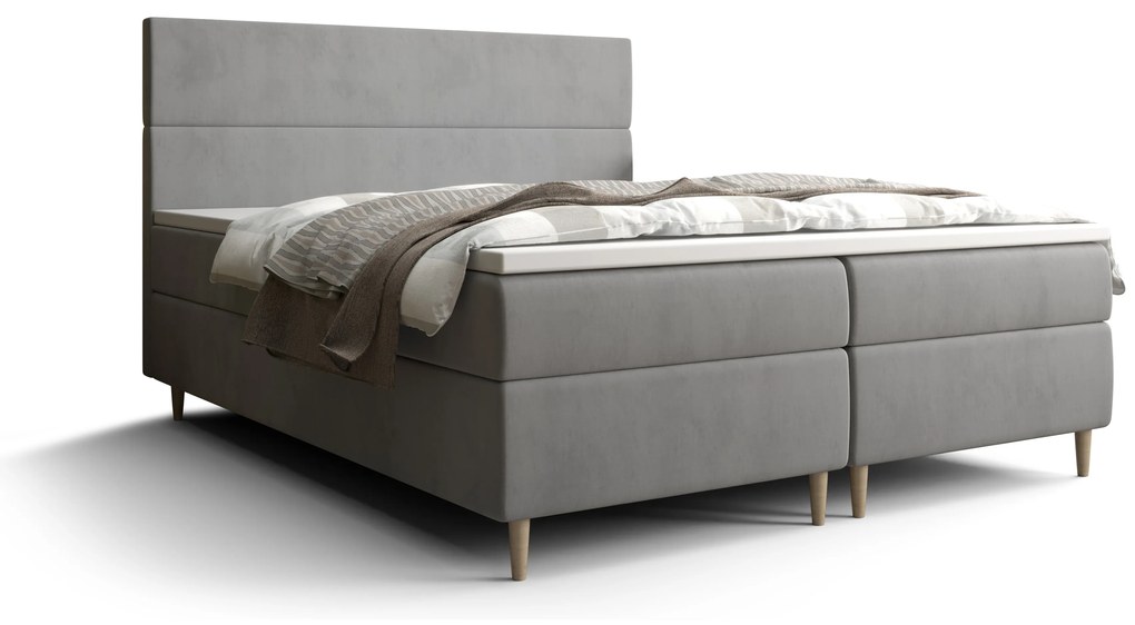 Franciaágy  Boxspring 180 cm Flu (szürke) (matraccal és tárolóhellyel). 1046562