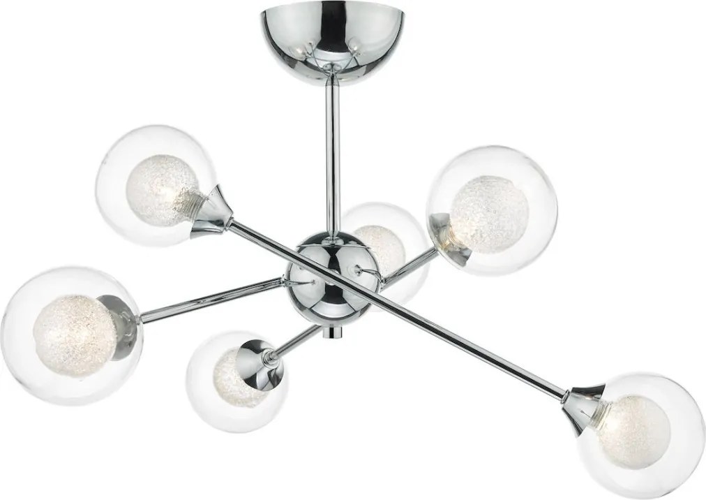 DAR LIGHTING ZEK0650 ZEKE Mennyezeti Csillár Csiszolt Króm, Átlátszó G9 IP20