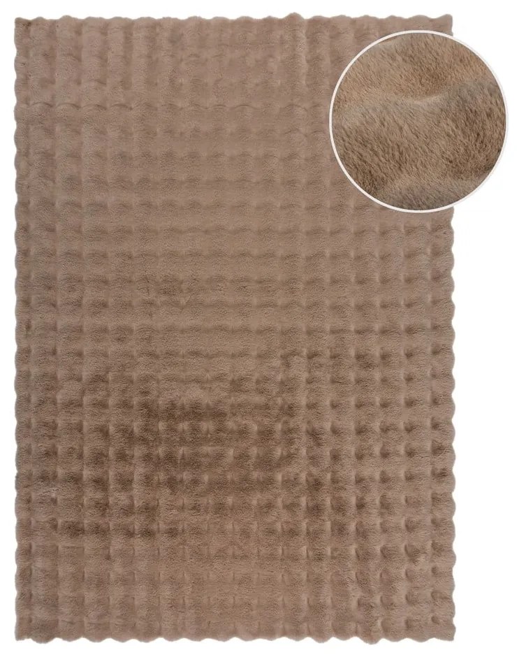 Barna szintetikus szőrme szőnyeg 80x150 cm Waffle Faux Fur – Flair Rugs