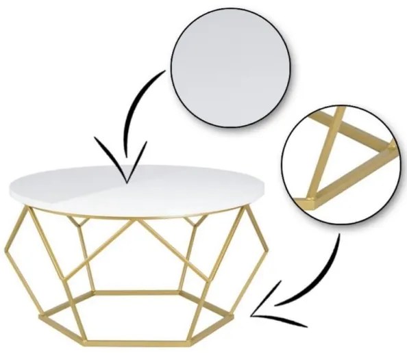 DIAMOND konferencia asztal 40x70 cm arany/fehér