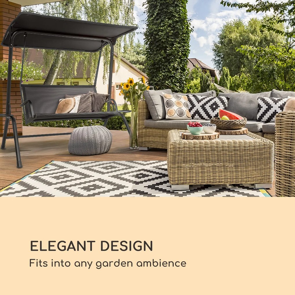 Blumfeldt Bel Air Mono Swing, hollywoodi hintaszék, acélkeret, Mono Relax, fekete