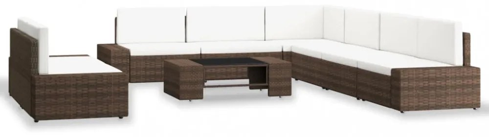 vidaXL 9 részes barna polyrattan kerti ülőgarnitúra
