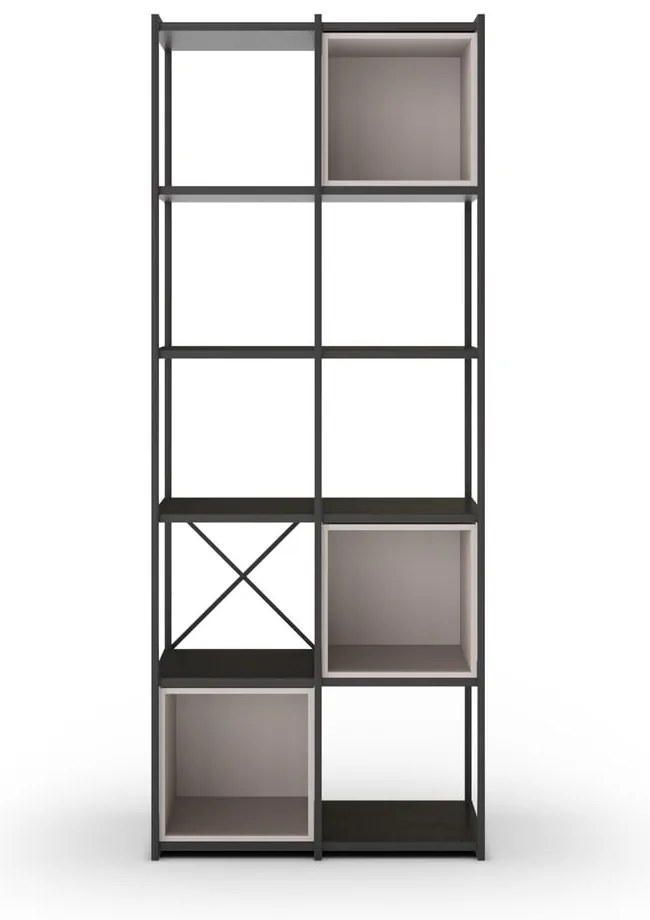 Fekete-krémszínű könyvespolc 71x179 cm Anya – Marckeric