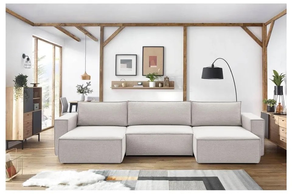 Bézs sarokkanapé ("U" alakú) Nihad – Bobochic Paris