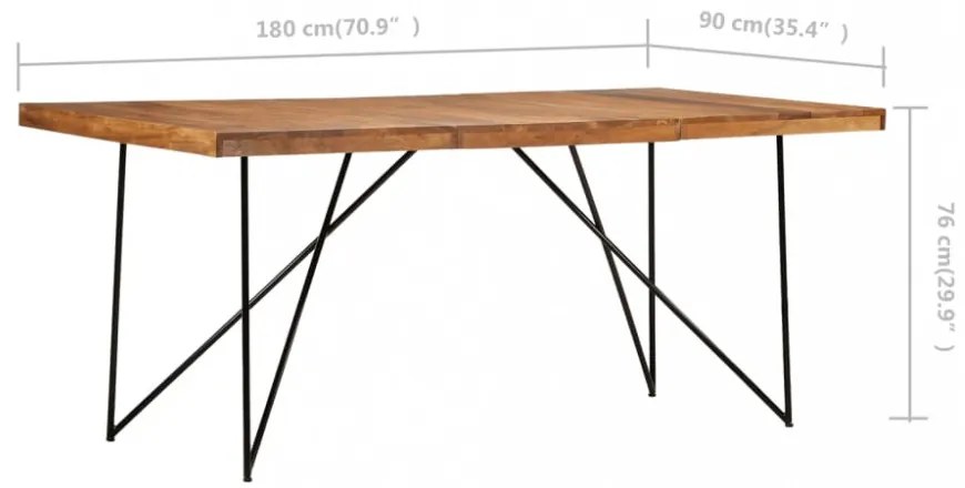 tömör akácfa étkezőasztal 180 x 90 x 76 cm