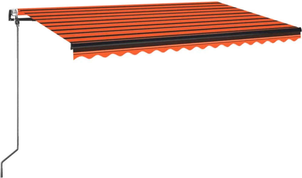 vidaXL narancssárga-barna szélérzékelős és LED-es napellenző 450x350cm