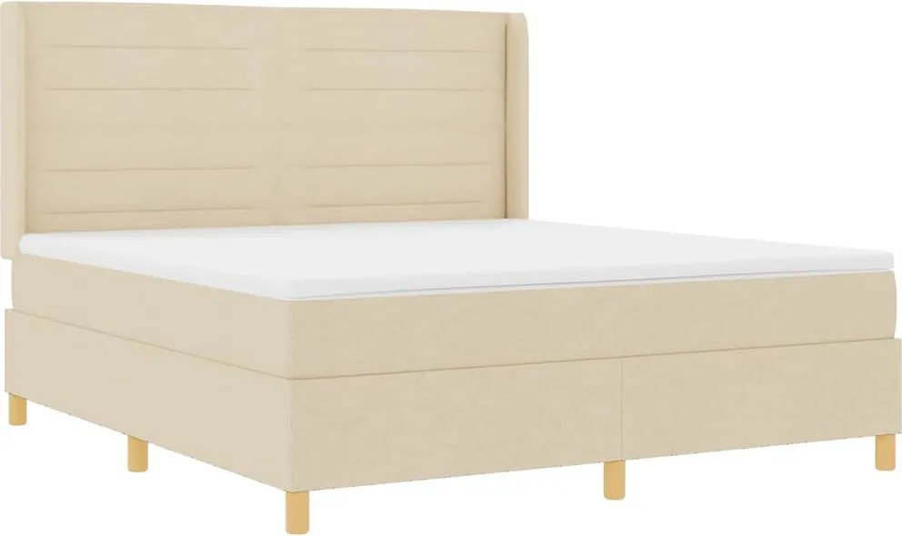 vidaXL Boxrugós ágy matracmal fejtámlával Krém 140 x 200 cm szövet