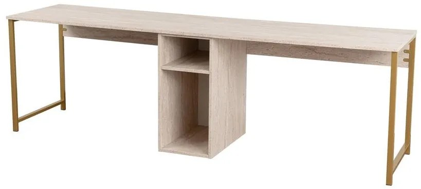Íróasztal Twin Study Desk - Travertine, Arany