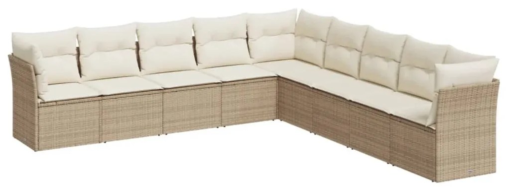 9 részes bézs polyrattan kerti ülőgarnitúra párnákkal