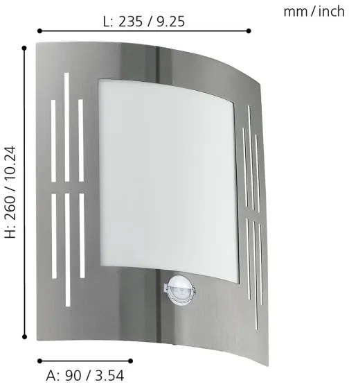 EGLO 88144 - Szenzoros kültéri fali lámpa CITY 1xE27/15W/230V IP44