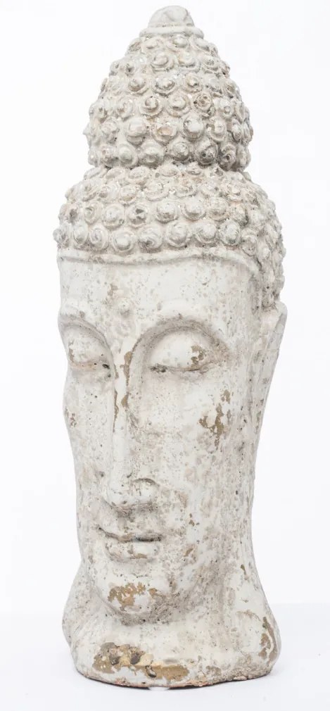 Cyrus design krém színű koptatott buddha fej dekorációs szobor 30x11x10cm