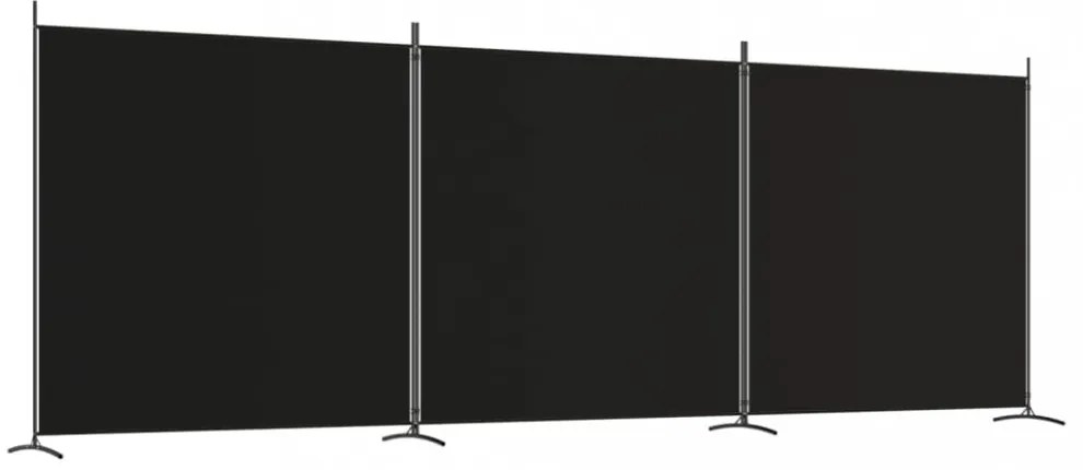 3 paneles fekete szövet térelválasztó 525x180 cm