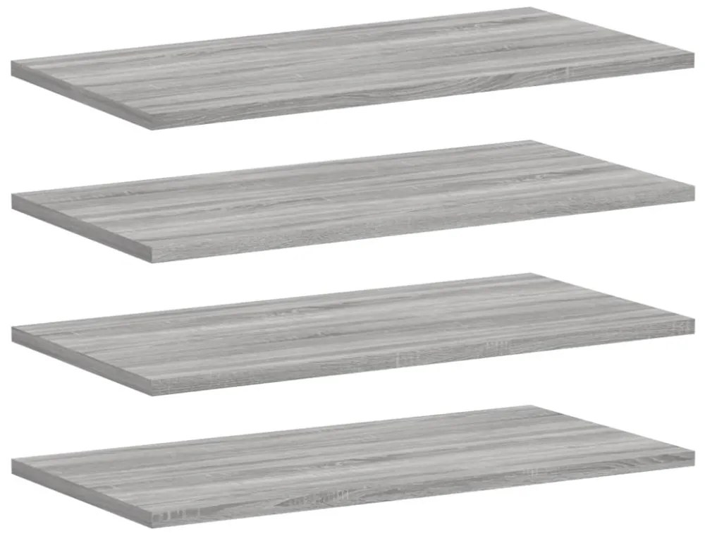 4 db szürke sonoma színű szerelt fa fali polc 60 x 30 x 1,5 cm