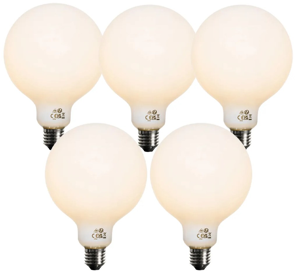 5 db-os E27 szabályozható LED izzó szett opál G125 5W 450 lm 2700K