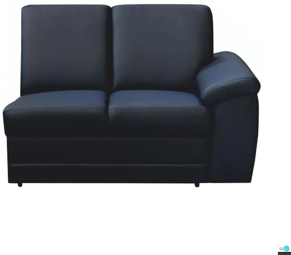 2-személyes kanapé támasztékkal, textilbőr fekete, jobbos, BITER 2 1B