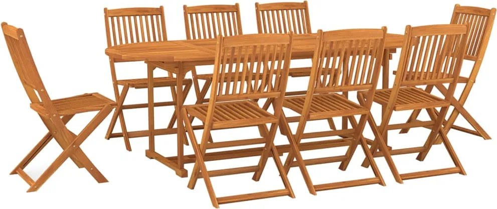 vidaXL 9 részes tömör akácfa kerti étkezőgarnitúra 220x90x75 cm