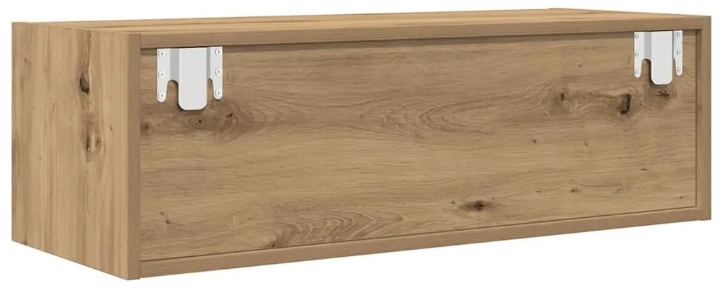 2 db kézműves tölgy színű szerelt fa TV-szekrény 80x31x25,5 cm