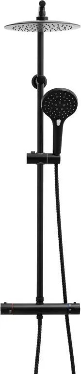 Erga Bergen Therm, zuhanygarnitúra termosztatikus csapteleppel és esőfejjel 25cm, fekete matt, ERG-YKA-BP.BERGEN-THERM-25-BLK